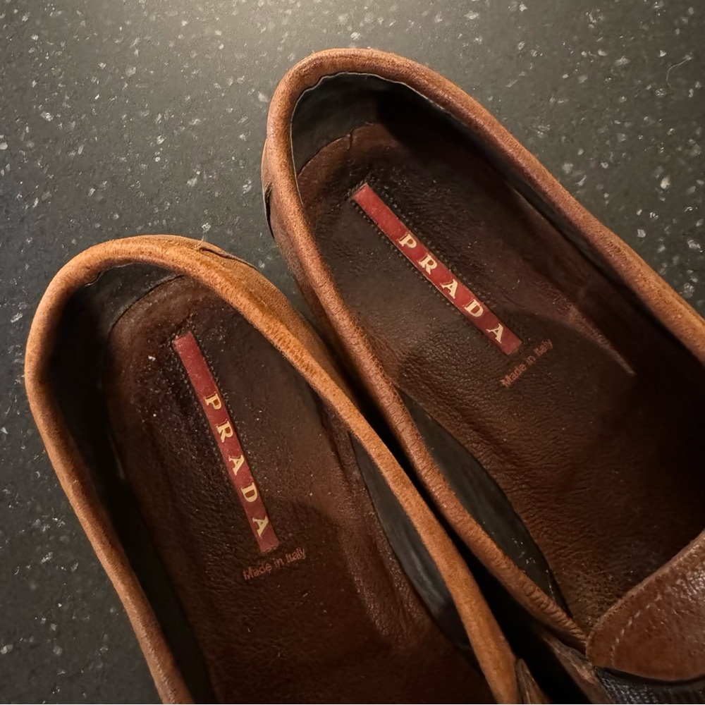Prada Brown Pebble Leather Loafer/Slip On Men’s size 11 - Picture 3 of 9